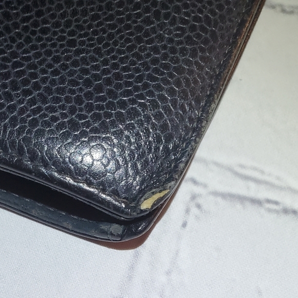 Chanel Black Embossed Caviar Leather long wallett vintage - Picture 8 of 16